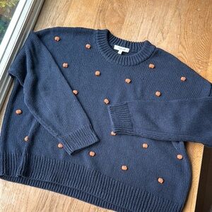 Madewell navy Sweater with rust bauble Accents